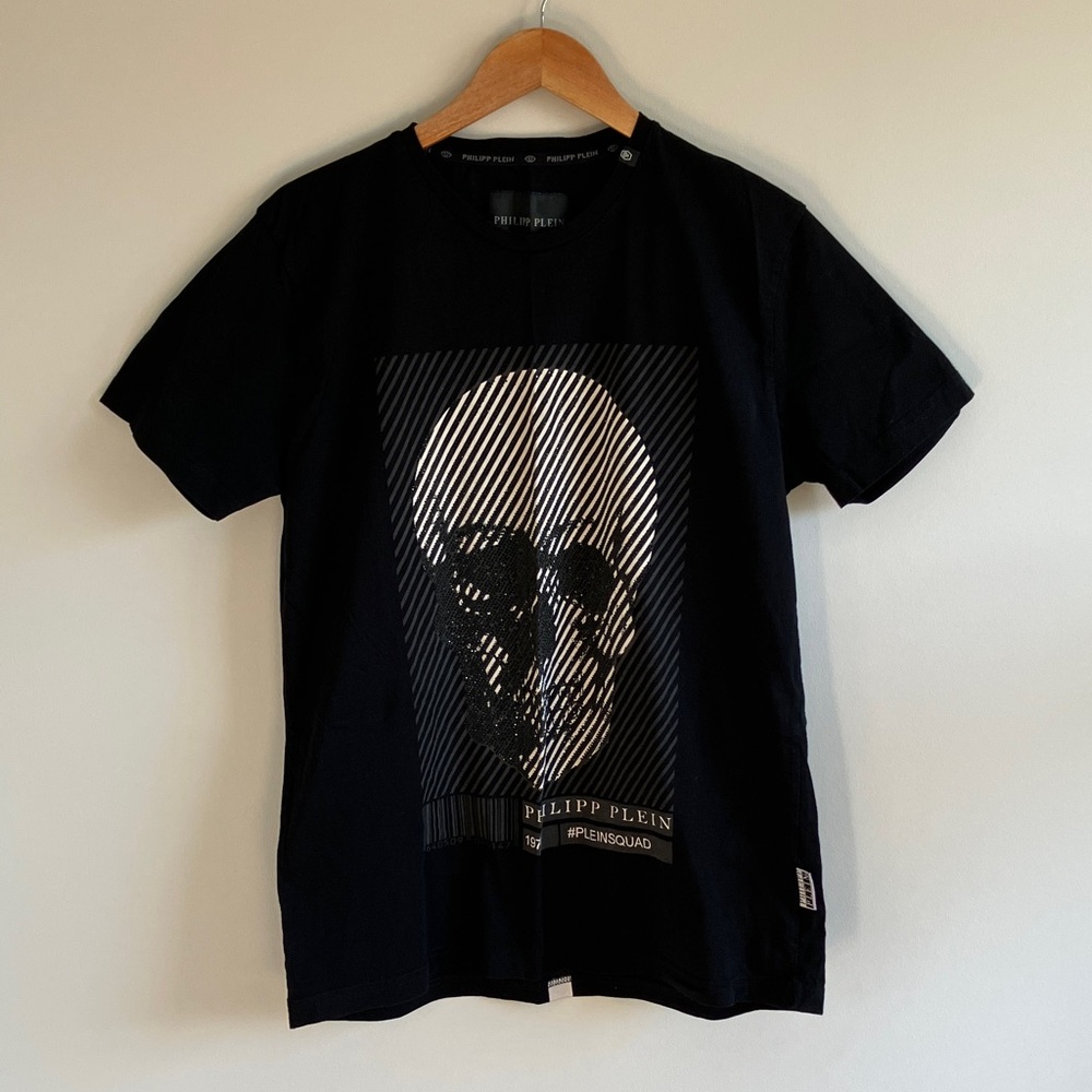 Philipp Plein Couture Black Skull Graphic Tee size XXL rhinestone